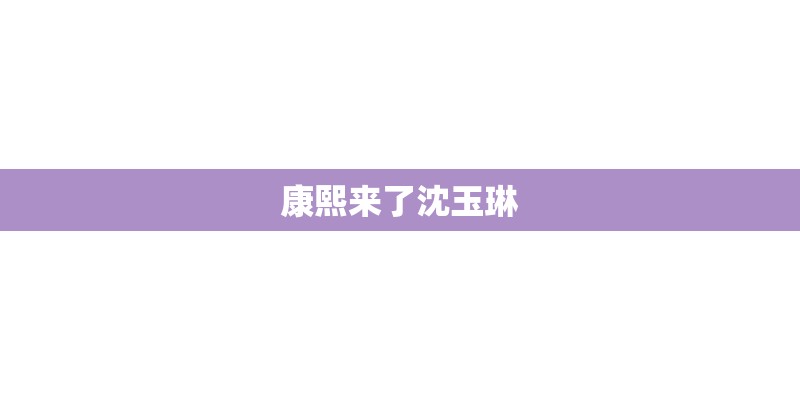 康熙来了沈玉琳